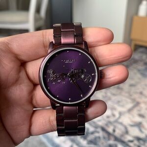 Coach Metallic Plum Horse & Carriage Watch